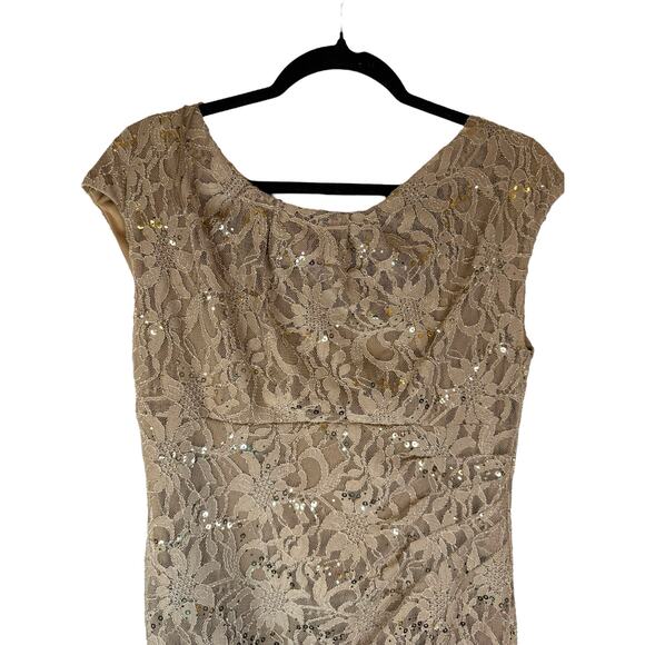 Taupe Lace Mother of the Bride Dress - Size 8 - Picture 13 of 15